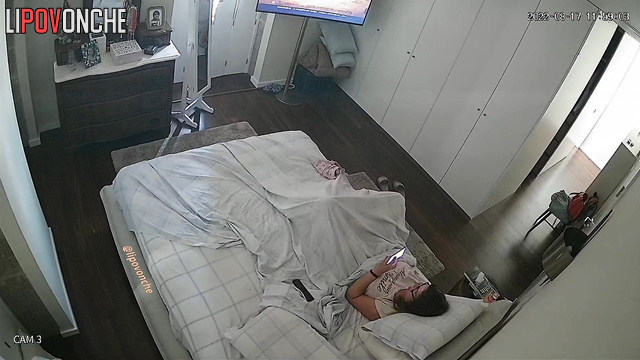 Her masturbation was interrupted by a close relative