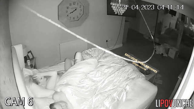 A fat husband and his tattooed wife wake up naked in their bed