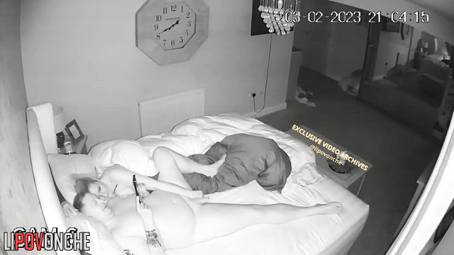 Wife caresses her husband's nipples with her tongue, playing with his cock