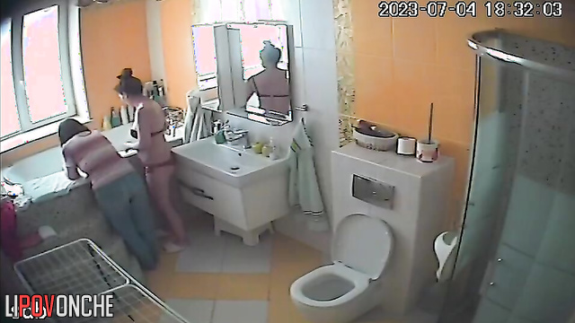 Adult daughter completely undresses in front of her elderly mother