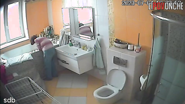Adult daughter completely undresses in front of her elderly mother