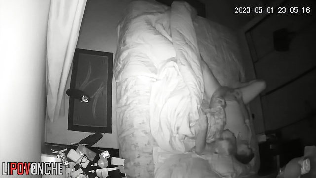 Sleeping chubby wife sucking his cock and spreading her legs