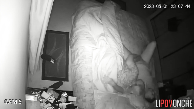 Sleeping chubby wife sucking his cock and spreading her legs