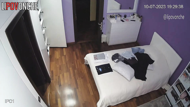 Camera is already installed and young skinny babe doesn't even know it