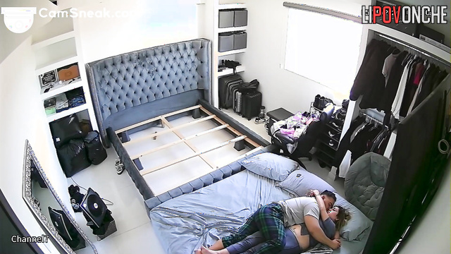 Chubby couple enjoying each other after long working day
