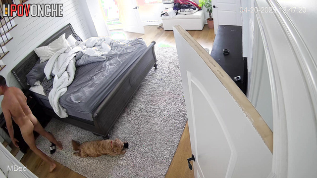 American couple having morning doggystyle fuck, look