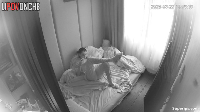 Beauty young lady enjoying her body before her parents arrived