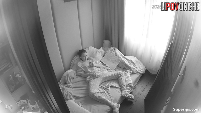 Beauty young lady enjoying her body before her parents arrived