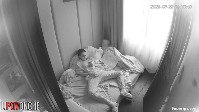 Beauty young lady enjoying her body before her parents arrived