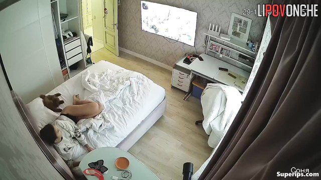 Pretty brunette kissing her cute fluffy friend, watch