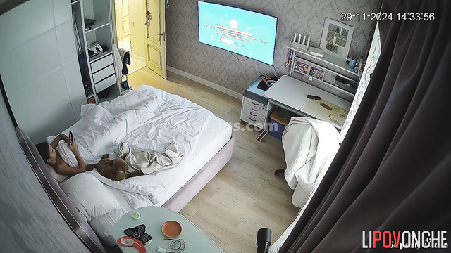 Pretty brunette kissing her cute fluffy friend, watch