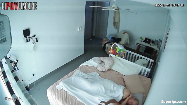 Old fart stroking her sexy tanned body after cool fuck