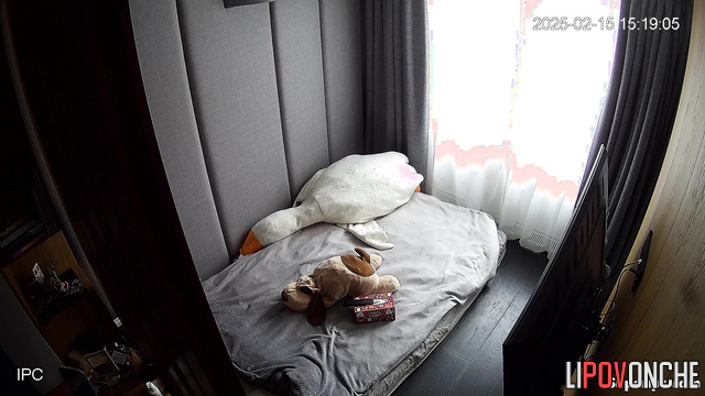 Modest teen having fun alone in the closed room, look