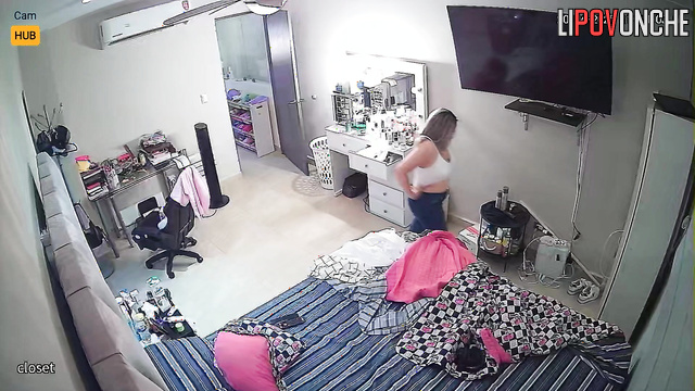 Lush Mexican hottie showing off her huge tits while changing clothes