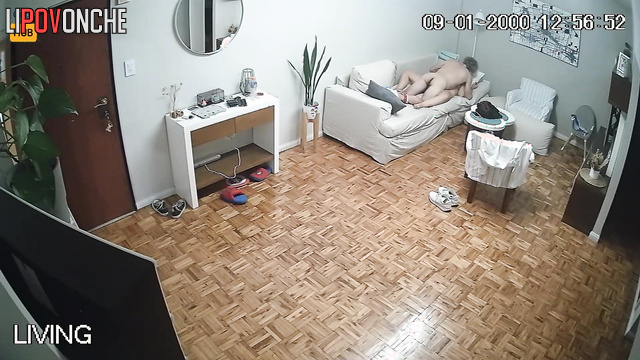 Curly-haired buddy fucks shy Argentine girlfriend right in the living room
