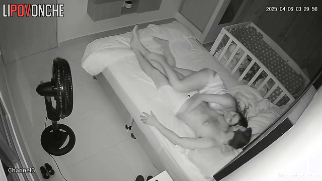 Young gorgeous couple kissing hotly before sex / home tapes