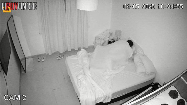 Night hidden cam fixed two people enjoying each other after quarrel
