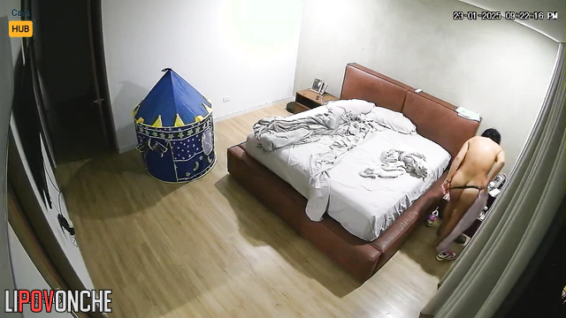 Couple getting ready for bed - hidden night video