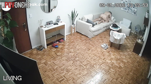 Young couple fucking on the sofa (parents went to the store)