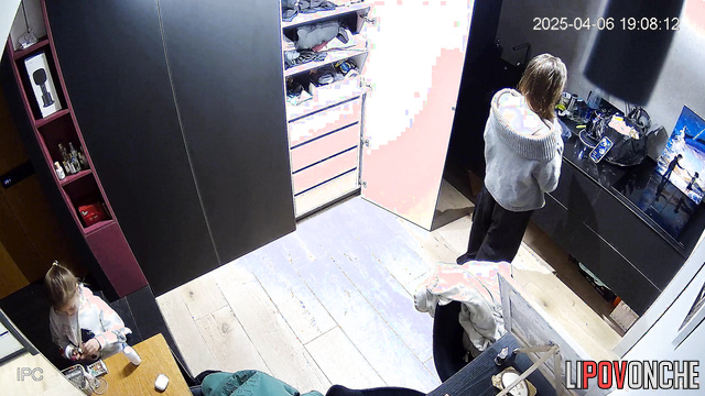 Big-breasted lesbian student tries on new outfits for a outing