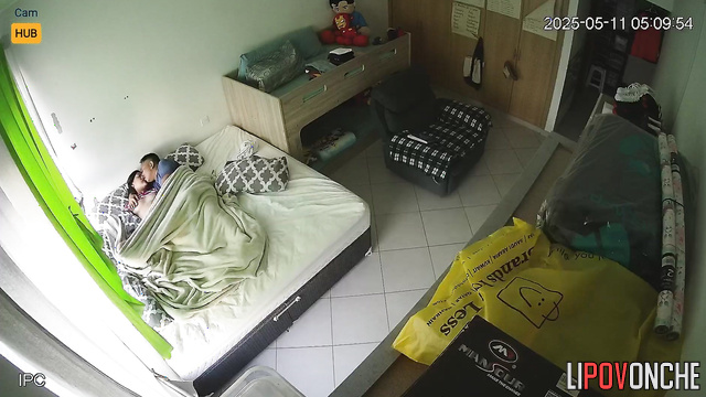 Asian milf and her younger lover, hot bedroom video