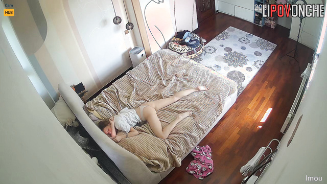 Modest girl pleasing herself so gently right now, look