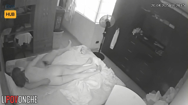 Bearded lover licks girlfriend's sensitive nipples and hairy pussy