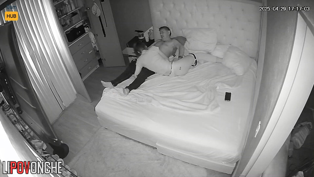 Husband kissing his young wife after blowjob, look