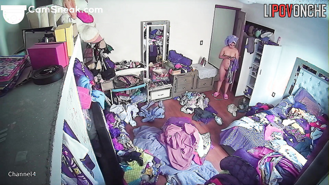 Look at the terrible mess in her room, hidden video