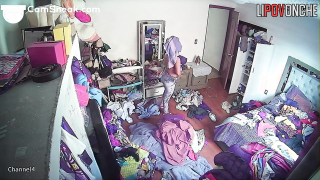 Look at the terrible mess in her room, hidden video