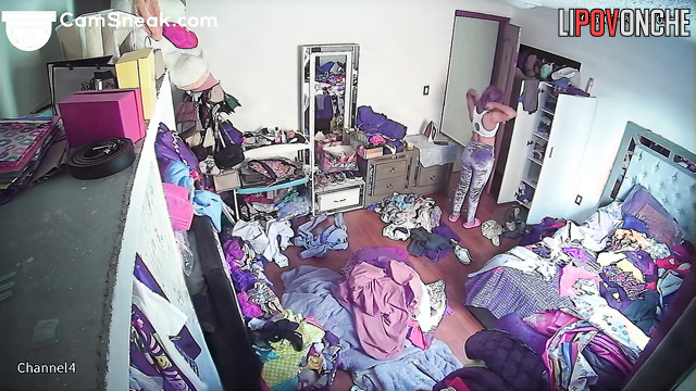 Look at the terrible mess in her room, hidden video