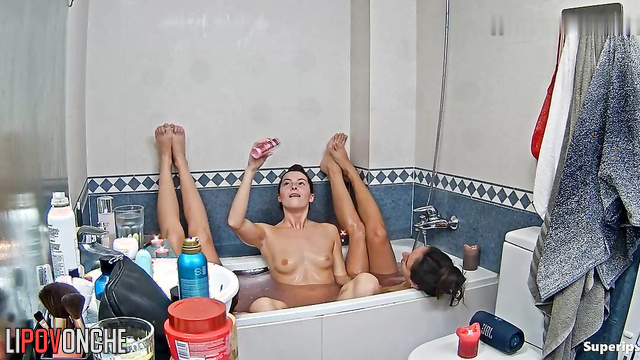 Bitches taking a shower together, look (hidden tape)