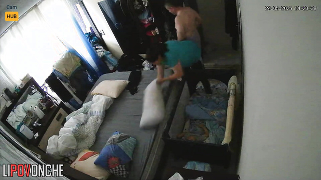 He interrupted her while she was doing her housework