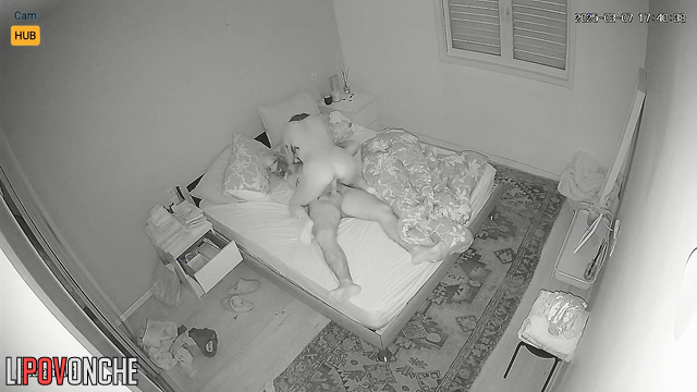 She jumping on his cock very briskly, night video