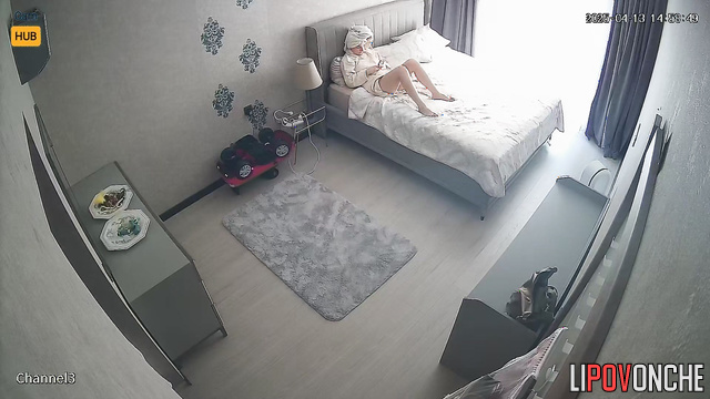 Someone is watching her morning routine, home video