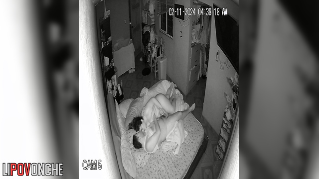 A sleepy husband plays with his chubby wife's tits, getting her highly aroused