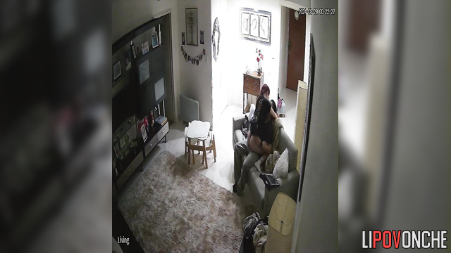The returning husband found himself on the couch with his cock in his wife's vagina
