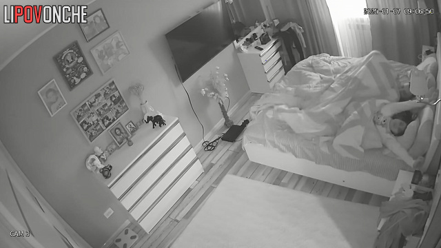 A sleepy brunette was awakened by her boyfriend inserting his cock into her cunt