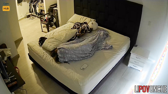 Skinny lesbian prefers to walk around the house naked while her girlfriend sleeps