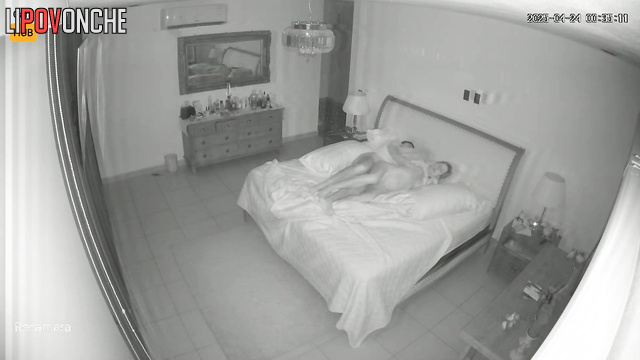 Passionate couple having love in warm bed, hidden cam