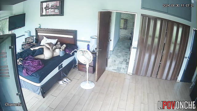 Boyfriend licking her nipples during foreplay, spy camera