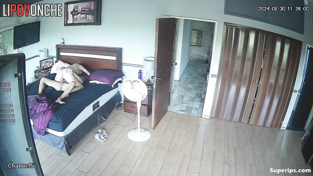 Boyfriend licking her nipples during foreplay, spy camera