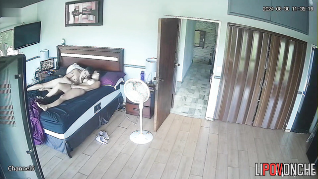 Boyfriend licking her nipples during foreplay, spy camera