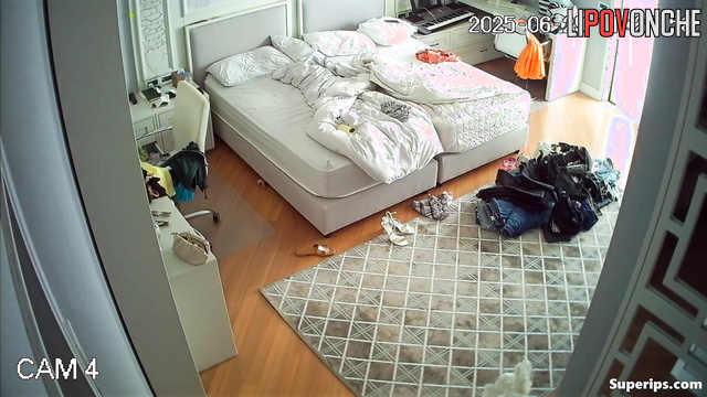 Best friends relaxing in the bedroom / one of them is topless