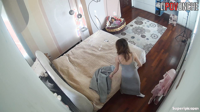 Young lady wore a long gray dress for her first date