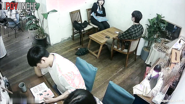 Asian guy touching her tits for the first time (cafe cam)