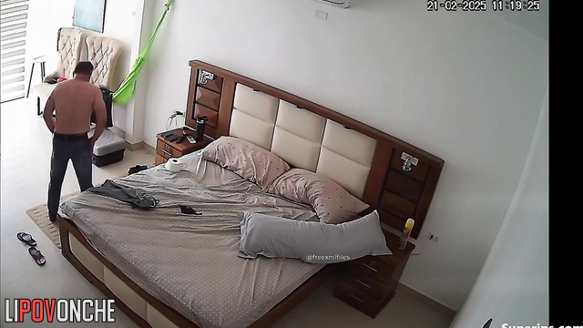 He enjoying her gorgeous body during sex, spy camera