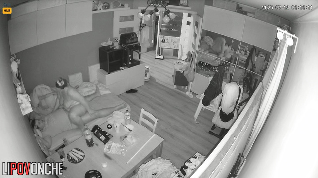 The fat husband didn't even move when his excited wife sat on his penis