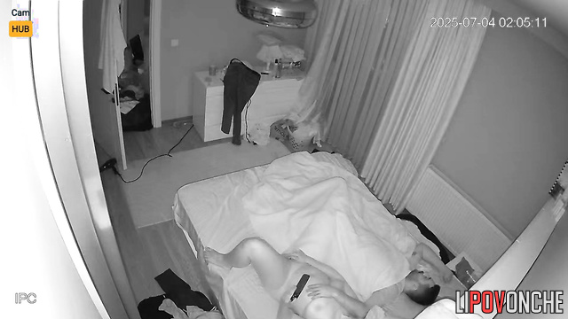 Naked wife is highly aroused by her husband's hand squeezing her breasts