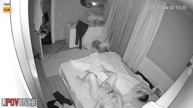 Naked wife is highly aroused by her husband's hand squeezing her breasts